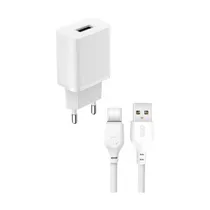 Carregador L99 2.4A USB-A c/Cable Tipo-C Blanco