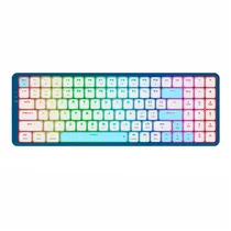 Teclado Gamer Mecânico Redragon Eva Pro K684WB, RGB 96% Sem Fio USB-C BT, Switch Red, Inglês, Branco/Azul