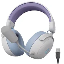 Headset Gamer Ajazz AHM08 Max / Wireless - Branco / Roxo (986932)