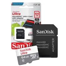 Cartão de Memória Microsd 64GB Sandisk Ultra Classe 10 100MB/s c/Adaptador