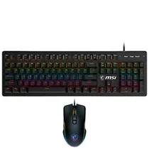 Teclado + Mouse Gamer Mecânico MSI Forge GK300 Combo USB / RGB / Blue / Inglês - Preto