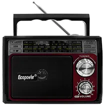 Radio Portátil Ecopower EP-F35B Bluetooth / AM / FM / USB / TF - Negro / Rojo