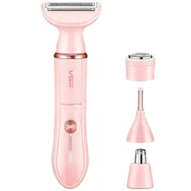 Depiladora V-761 LCD 4 Em 1 Recarregável - Branco/Rosa