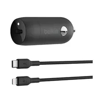 Carregador Veicular Belkin CCA003BT04BK / 20W / USB-C 10W + Cabo USB-C / Lighting – Preto