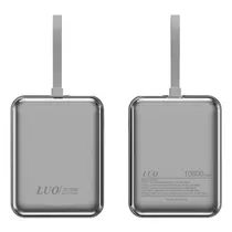 Mini Carregador Portátil Powerbank Luo LU-6089 / 10800MAH / 22.5W / USB-C / com Cabo Embutido Lightning - USB-C - Cinza Oscuro
