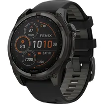 Relogio GPS Garmin FĒnix 8 47MM Solar Sapphire 010-02906-10 - Carbon Gray/Titanium Black