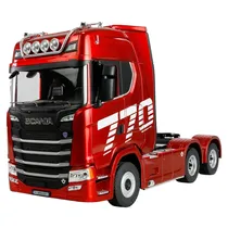 Automodelo Carro Elétrico Hui Na Toys Scania 770 s V8 Truck - Escala 1/18 - 10KM/H - Recarregável - com Controle - Vermelho