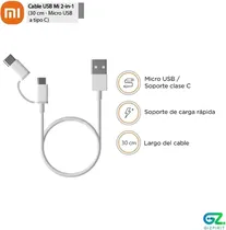 Cabo 2 En 1 Xiaomi SJX01ZM Micro USB + USB-C - 30 CM