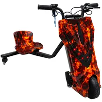 Triciclo Elétrico Robot S1 8.5" - LED - Recarregável - Capacete e Protetor - Fogo Vermelho