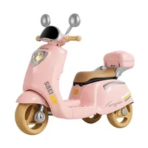 Moto Eléctrica Infantil Retro com Porta Malas Traseiro , Rosa Mod 637