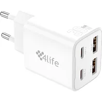 Carregador de Parede 4LIFE FL94302XACW USB-A + USB-C 30 W - Branco