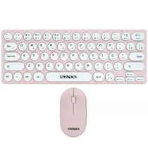 Kit Teclado Sem Fio Satellite AK-6031G Português + Mouse 1.200 Dpi - Rosa