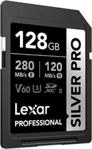 Memoria SD 128GB Lexar Professional Silver Pro 280-120 C10 V60 4K SDXC Uhs-II LSDSIPR128G-BNNNG