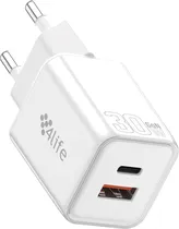 Carregador Pared 4LIFE 30W USB-C/USB-A White FL9530ACGW