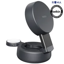 Carregador Wireless Belkin WIZ043KQCH 2-IN-1 25W Magsafe QI2 iPhone-Watch - Charcoal