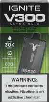 Vape Descartável Ignite V300 Ultra Slim Pineapple Kiwi Dragon Fruit 30000 Puffs