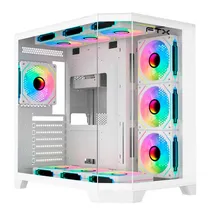 Gabinete Gamer, Aquario, FTX FTX-Tankwh, Mid Tower, ATX, Frontal e Lateral Vidro Temperado, Sem Fans, Branco