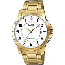 Relógio Casio MTP-V004G-7BUDF Analógico Masculino - Branco/Dourado