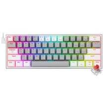 Teclado Gamer Mecânico Redragon K616-RGB Fizz Pro BT USB / Wireless / RGB / Inglés - Gris / Blanco
