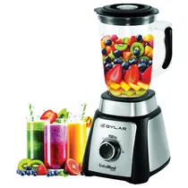 Liquidificador Eletrico Qylar Turbo Blend QY-2002 / 1000W / 1.5 Litros / 2 Velocidades + Pulsar / 220-240V ~ 50/ 60HZ - Preto/ Inox
