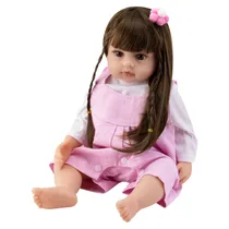 Boneca Baby Reborn Hiper Realista V-61 - 55CM - Silicone - Roupa Rosa e Branco