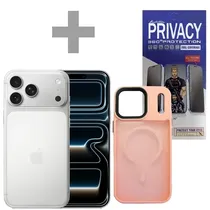 Apple iPhone 17 Pro Max A3257 Esim 512GB/12GB Ram de 6.9" 48+48+48MP/18MP + Pelicula Privacy + Capa Rosa Transparente
