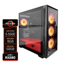 PC Up Gamer Ironwolf R5 5500/16GB/512 Nvme/RX580 550W -4FAN RGB