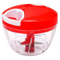Mini Processador de Alimentos Manual Luo LU-4957 com 3 Laminas / 500ML - Vermelho