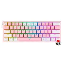 Teclado Gamer Mecânico Redragon K617-RGB Fizz Mini USB / Red / Inglês - Rosa / Branco
