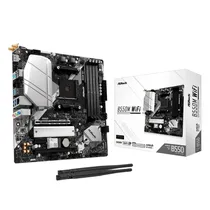 Placa-Mãe Asrock B550M Wifi DDR4 AM4 Micro-ATX Wi-Fi 6E - Preto/Prata