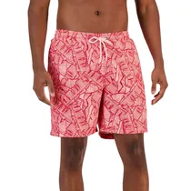 Bañador Masculino Club Room Pink Red Palm Leaves