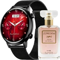 Kit Relógio Smartwatch G-Tide Lady Time Romance - Preto + Perfume Zohoor Edp - 30ML