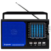 Rádio Portátil Ecopower EP-F313 Bluetooth / AM / FM / USB / TF - Preto / Azul