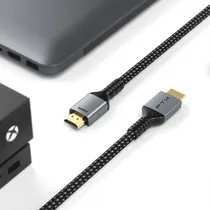 Cabo HDMI Macho para HDMI Macho 2.1, 3M FTX FTX-HD8K-AG3, 4K/8K, 60HZ/120HZ, 48GBPS, Preto, Carcaça de Aluminio, Nylon Trançado