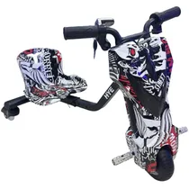 Triciclo Elétrico Hye Drift Car HYE-TR01 - 6.5" - Bluetooth - LED - Recarregável - White Black Comic