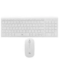 Teclado USB Mtek KM-5515W-PT com Mouse Sem Fio Branco Mini