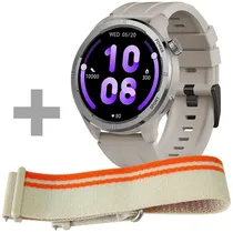 Relógio Haylou Solar Neo HF008 com Bluetooth - Prata Bege + Pulseira (Anatel)