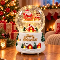 Globo de Neve Papai Noel Trenó LED Som 8 X 12 CM