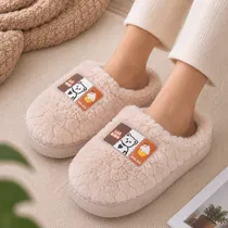 Pantufa Haloo Unissex Peluda Bege 36 Ao 45