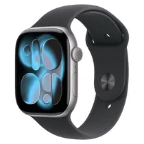 Apple Watch Series 11 GPS + Cellular 46 MM - Cinza com Pulseira Esportiva Negro s/M (MFC94LW/A)