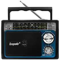 Rádio Portátil Ecopower EP-F35B Bluetooth / AM / FM / USB / TF - Preto / Azul