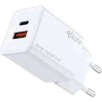Carregador de Parede 4LIFE FL8230ACGW 30 W Ganfast USB-C + USB-A - Branco