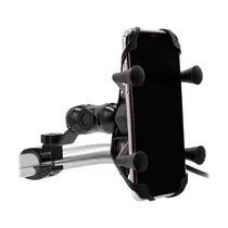 Suporte ABS007 - para Celular - para Motocicleta/Bicicleta - com Carregador USB - Preto