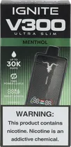 Vape Descartável Ignite V300 Ultra Slim Menthol 30000 Puffs