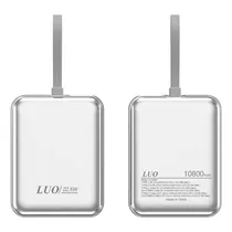 Mini Carregador Portátil Powerbank Luo LU-6089 / 10800MAH / 22.5W / USB-C / com Cabo Embutido Lightning - USB-C - Cinza Claro