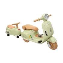 Moto Eléctrico Infantil Vintage com Carrinho Modelo Retro 09, Verde Mod 406