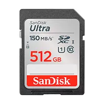 Cartão de Memória SD Sandisk Ultra 512GB Class 10 U1 FHD - SDSDUNC-512G-GN6IN