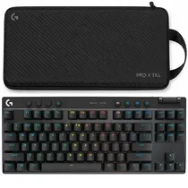 Teclado Gaming Mecânico Sem Fio Logitech Pro X TKL Lightspeed Inglês com RGB Lightsync - Preto