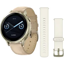 Relogio GPS Garmin Venu 4 41MM Gold/Beige + Silicone Band Bone (010-03013-03)