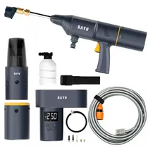 Kit de Limpeza para Carro Bayu e-Pro Outdoor 4 Em 1 / Compressor de Ar / Aspirador de Po / Lavadora de Pressão / Carregador Portátil Powerbank - Preto